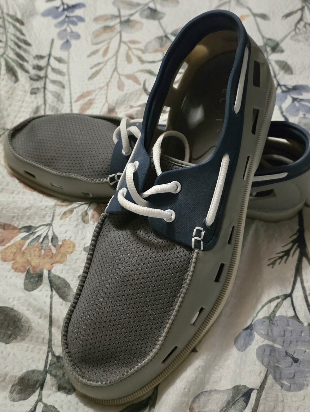 Perry Ellis Gray and Navy Men's Boat Shoes